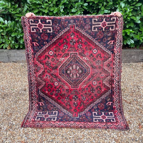 Wool rug red navy - rug,