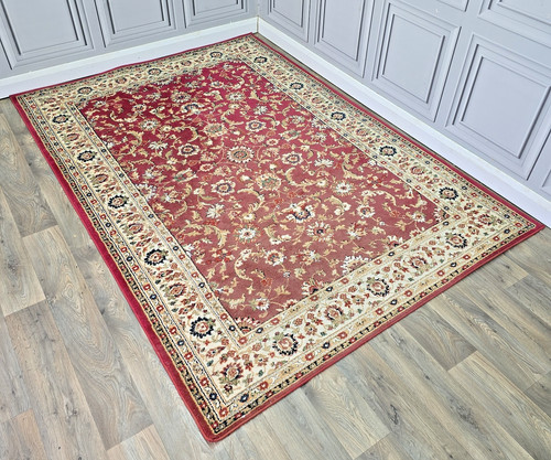 Vintage large rug red cream - vintage,