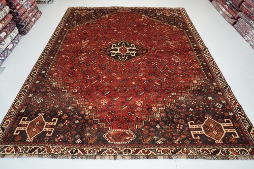 Handmade oriental wool rug red - rug,
