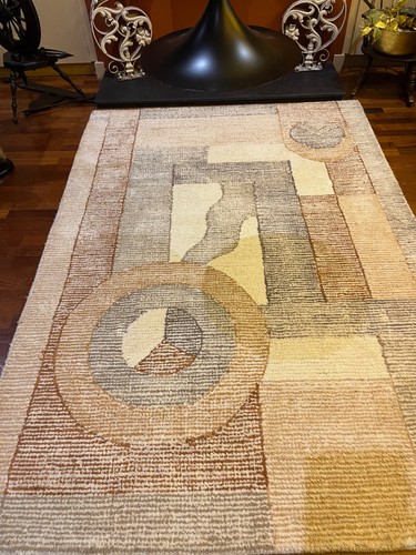 Contemporary area wool rug - wool,