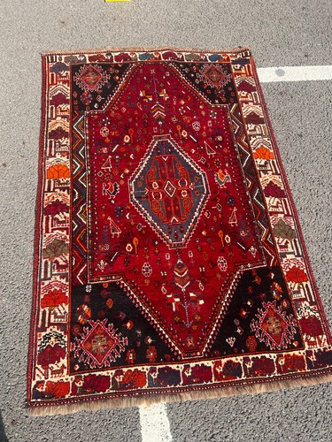 Large vintage red wool rug - vintage,