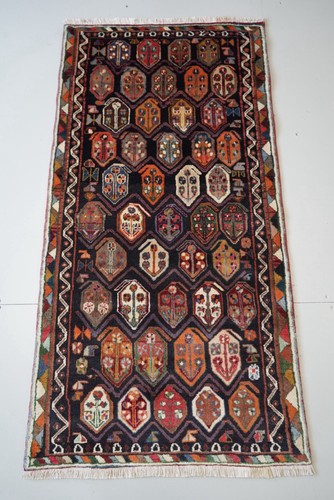 Vintage hand knotted wool area - hand,