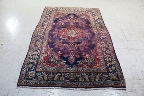 Handmade wool rug navy - wool,