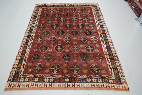 Vintage hand knotted wool area - hand,