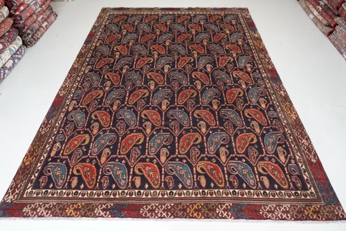Vintage hand knotted wool area - wool,
